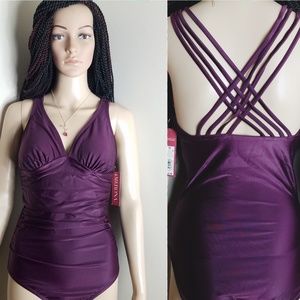 NWT Purple Cross back One peice swimsuit-XS/S/M